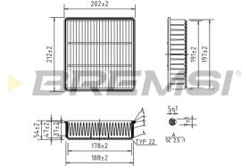 BREMSI FA2291 - FILTRO DE AIRE HONDA, MITSUBISHI, PROTON