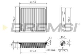 BREMSI FA2581 - FILTRO DE AIRE TOYOTA, LEXUS